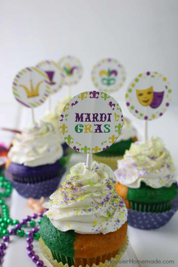 Mardi Gras Cupcakes
 Mardi Gras Cupcakes with Free Printables Hoosier Homemade