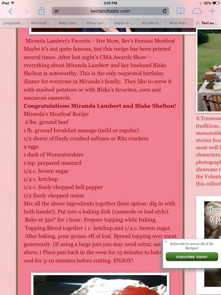 Miranda Lambert Meatloaf
 Miranda Lambert s meatloaf It is SOOO good With images