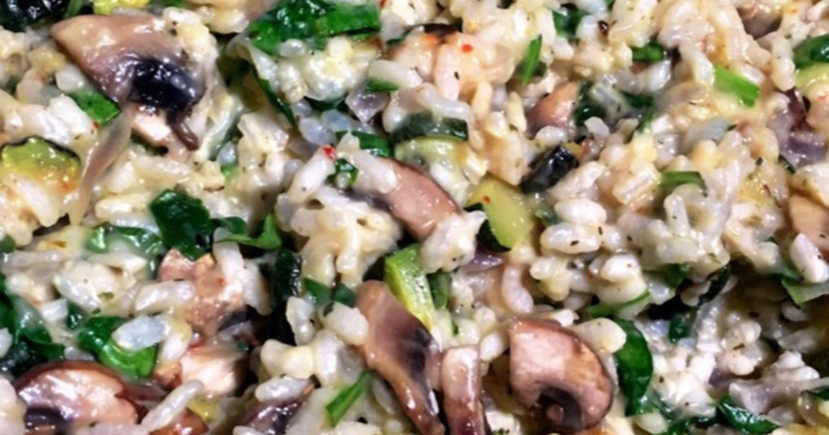 Mushroom Spinach Risotto
 Mushroom Cour te Baby Spinach Risotto