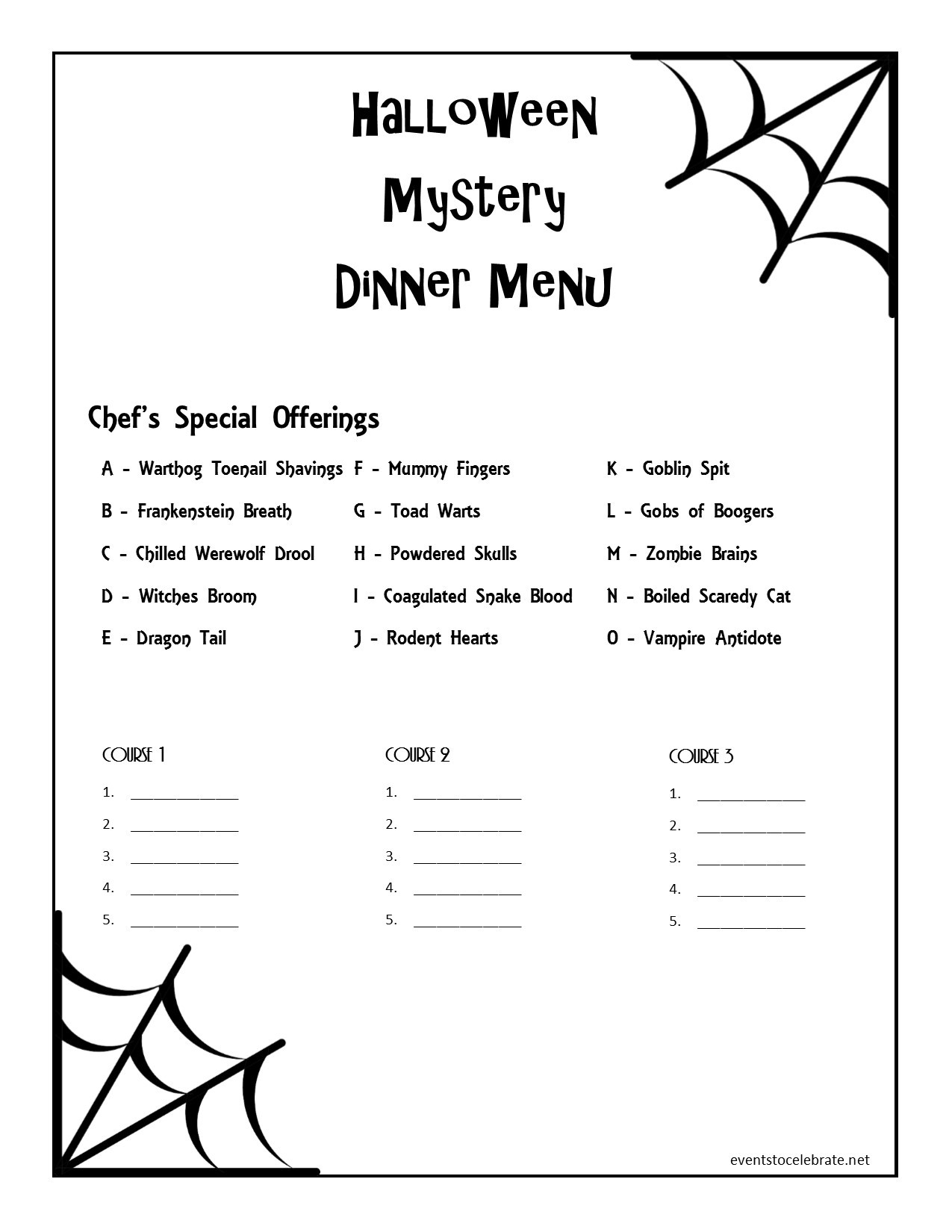 Mystery Dinner Ideas
 Halloween Mystery Dinner Menu events to CELEBRATE