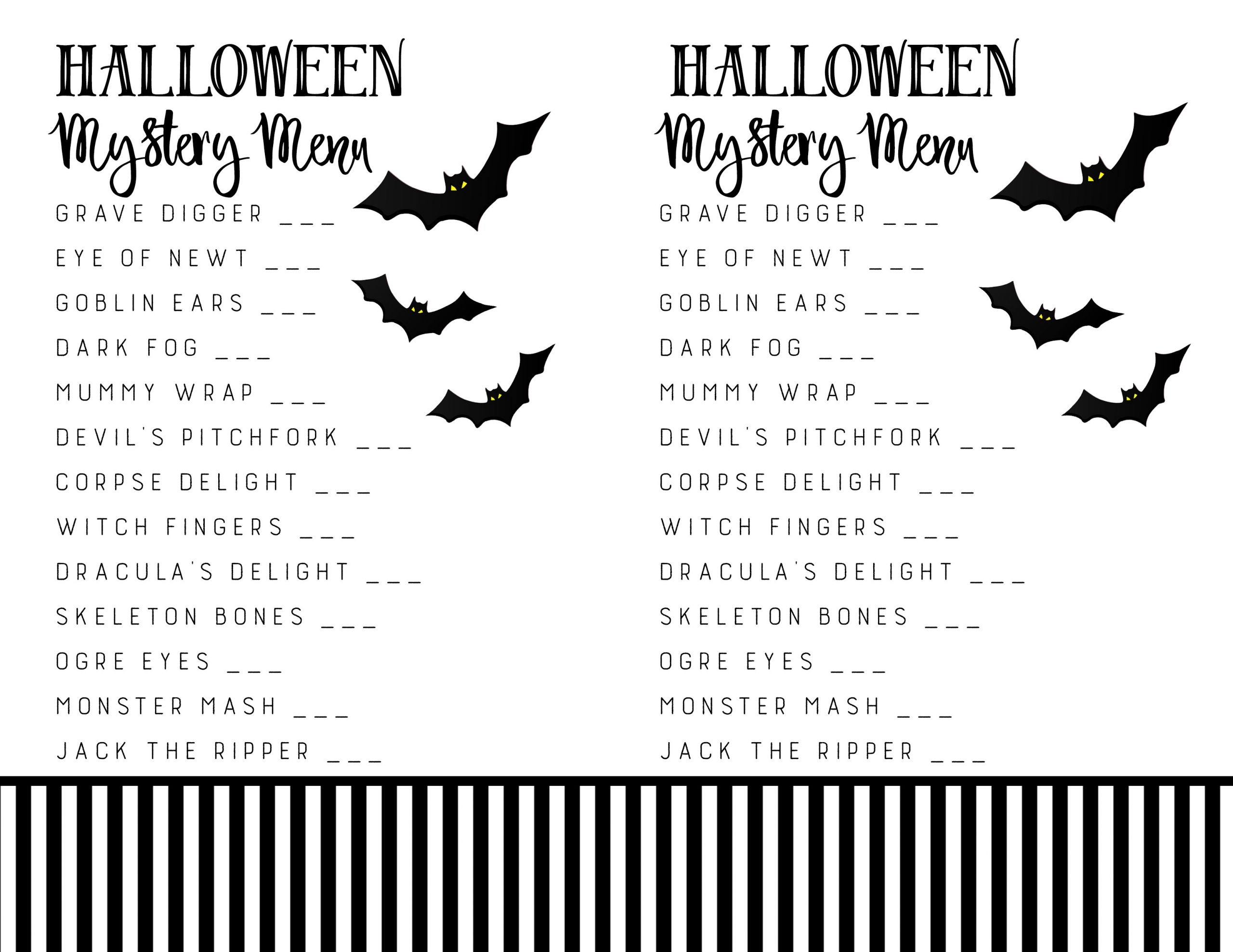 Mystery Dinner Ideas
 Halloween Mystery Dinner Party Free Menu The Crafting Chicks