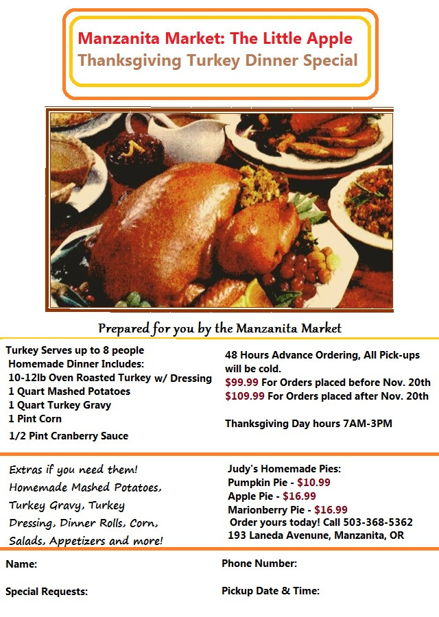 Order Thanksgiving Turkey
 Thanksgiving Turkey Orders & Our 2014 Dinner Flyer