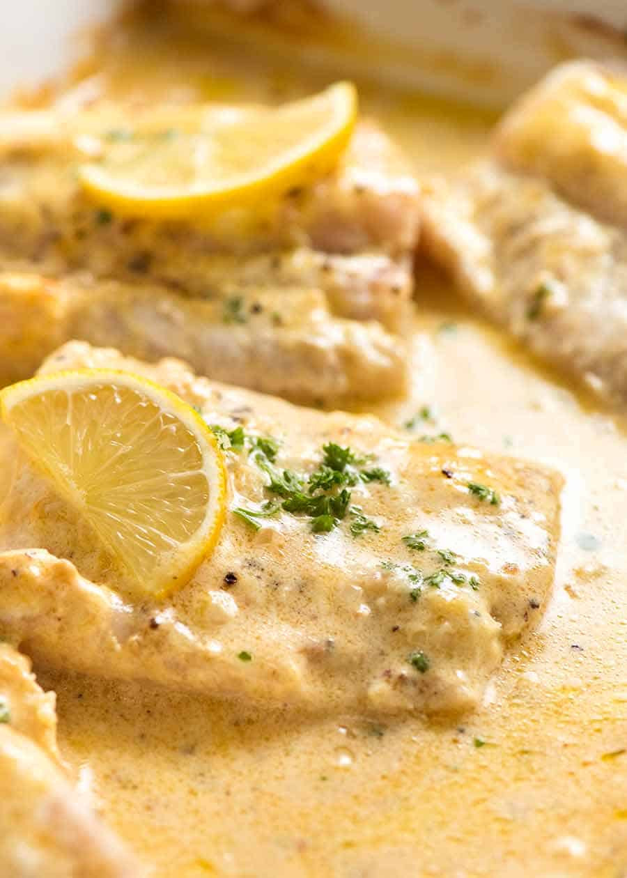 Oven Fish Recipes
 Baked Fish with Lemon Cream Sauce