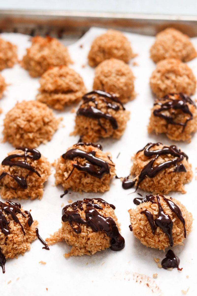 Paleo Coconut Macaroons
 Chocolate Drizzled Paleo Coconut Macaroons – What Great