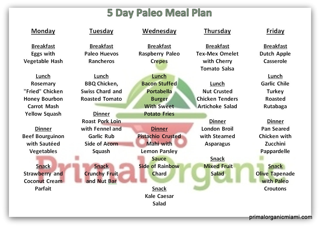 Paleo Diet Food Plan
 2014 52 Weeks Paleo Primal Organic