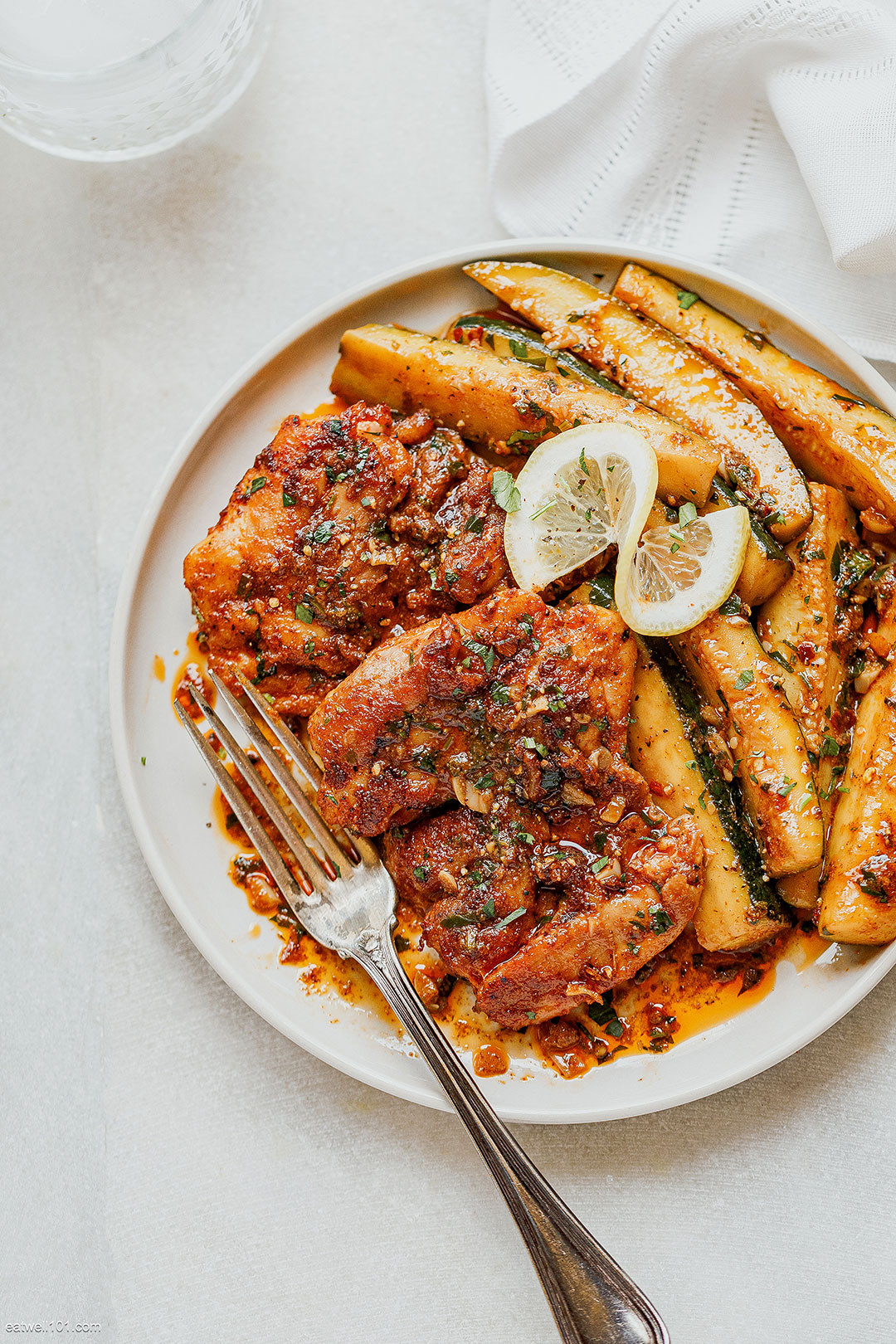 Paprika Chicken Thighs
 Paprika Chicken Recipe with Zucchini Skillet – e Pan