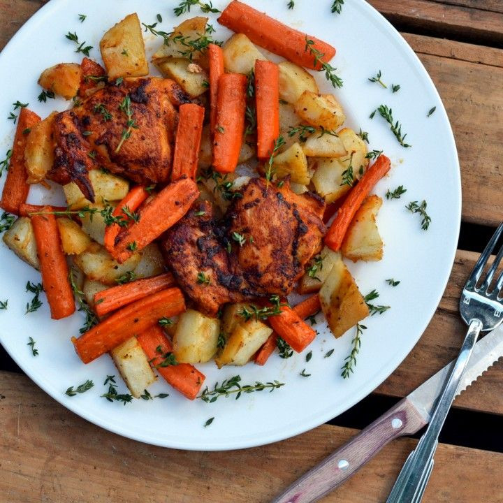 Paprika Chicken Thighs
 Roasted Paprika Chicken Thighs with Carrots & Potatoes