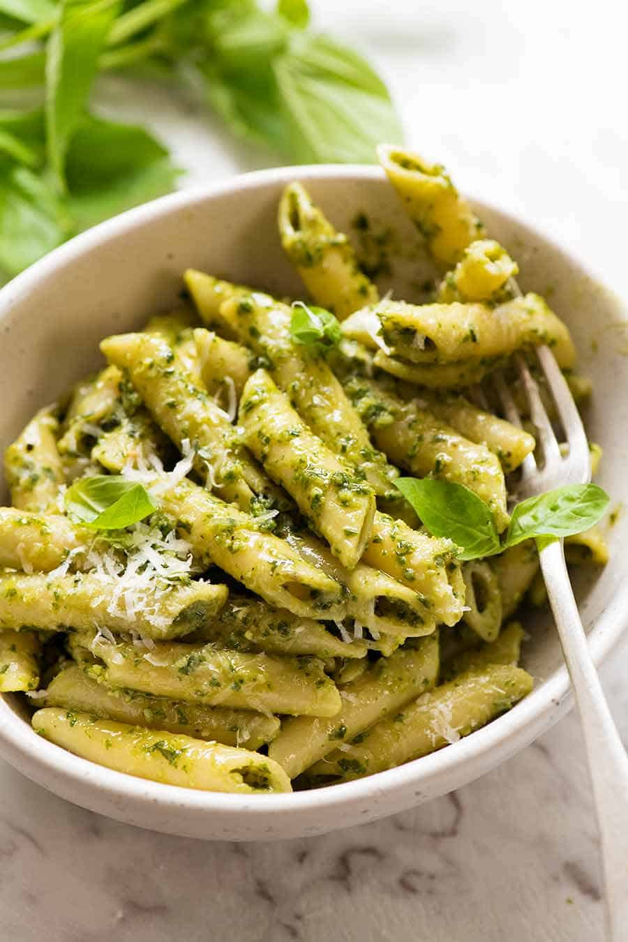 Pasta With Pesto Sauce
 Pesto Pasta – with plenty of pesto sauce – The Cookbook