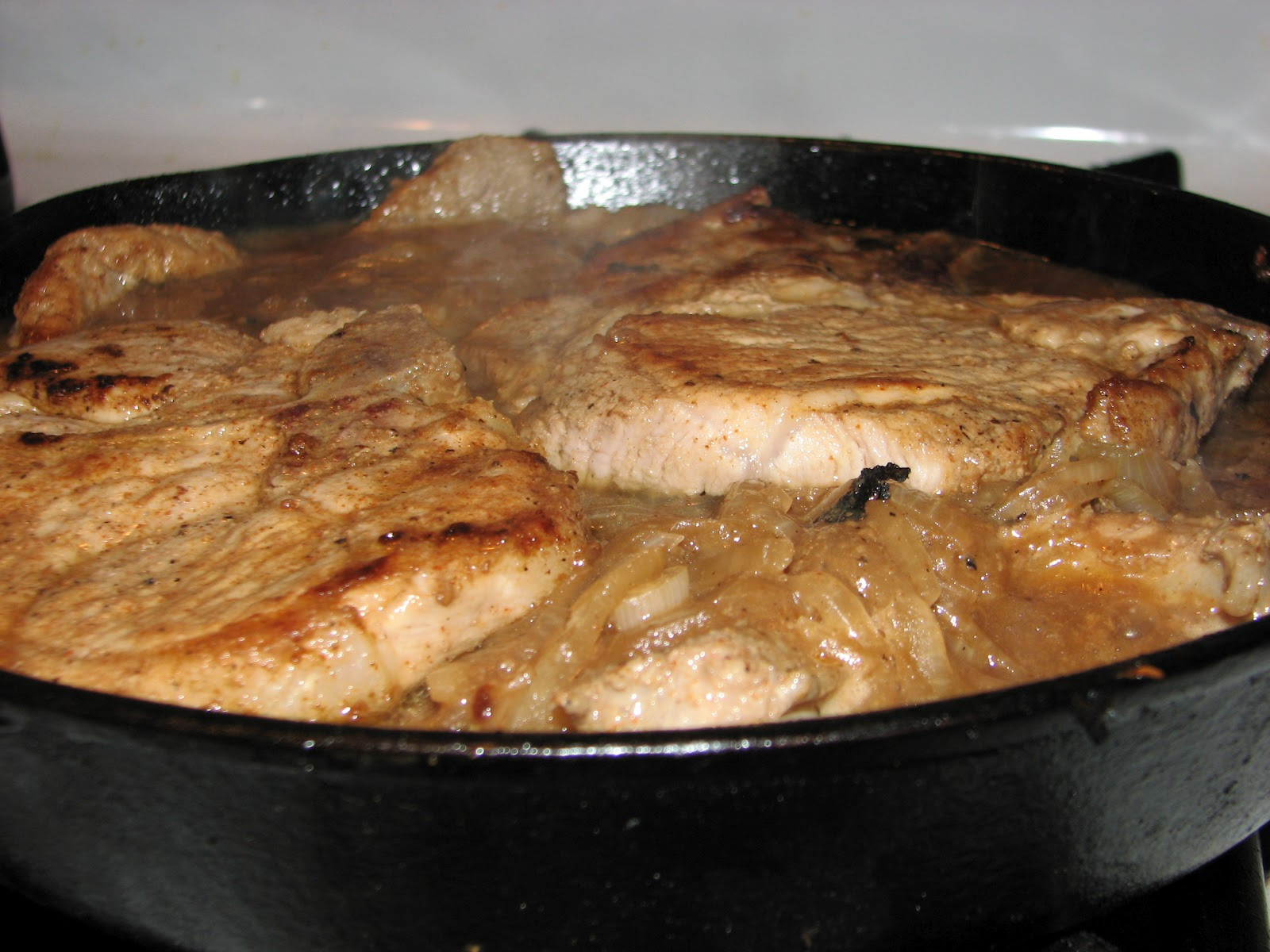 Pork Chop Gravy
 Throwing it all in the pot Smothered Pork chops with