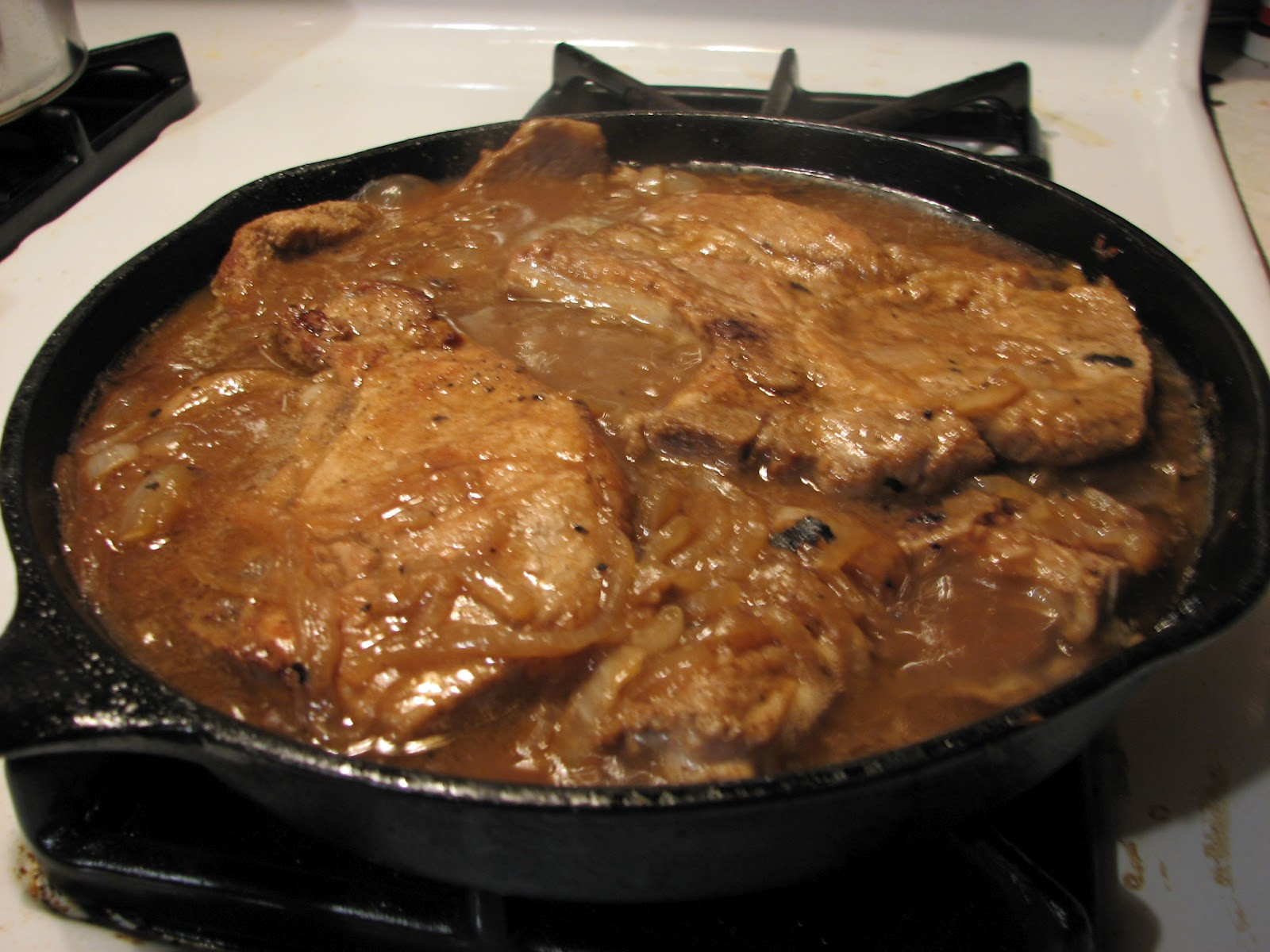 Pork Chop Gravy
 Throwing it all in the pot Smothered Pork chops with
