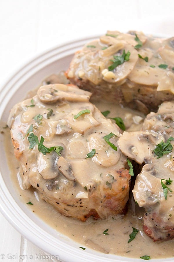 Pork Chops In Crock Pot With Cream Of Mushroom Soup
 Pork Chops with Creamy Mushroom Sauce Gal on a Mission