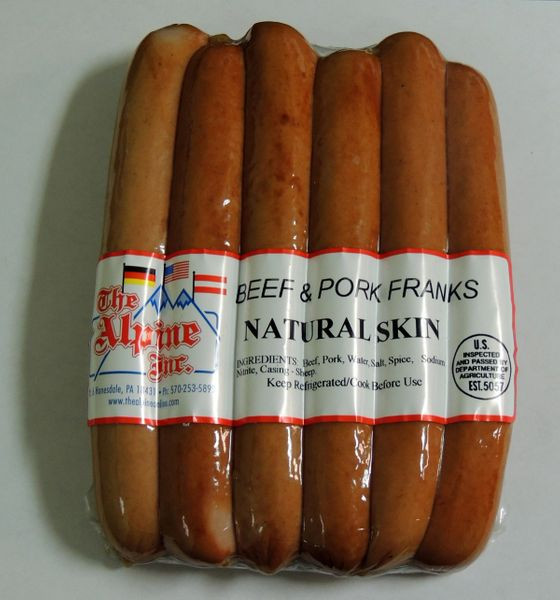 Pork Hot Dogs
 ALPINE PORK & BEEF NATURAL CASING HOT DOGS The big hit