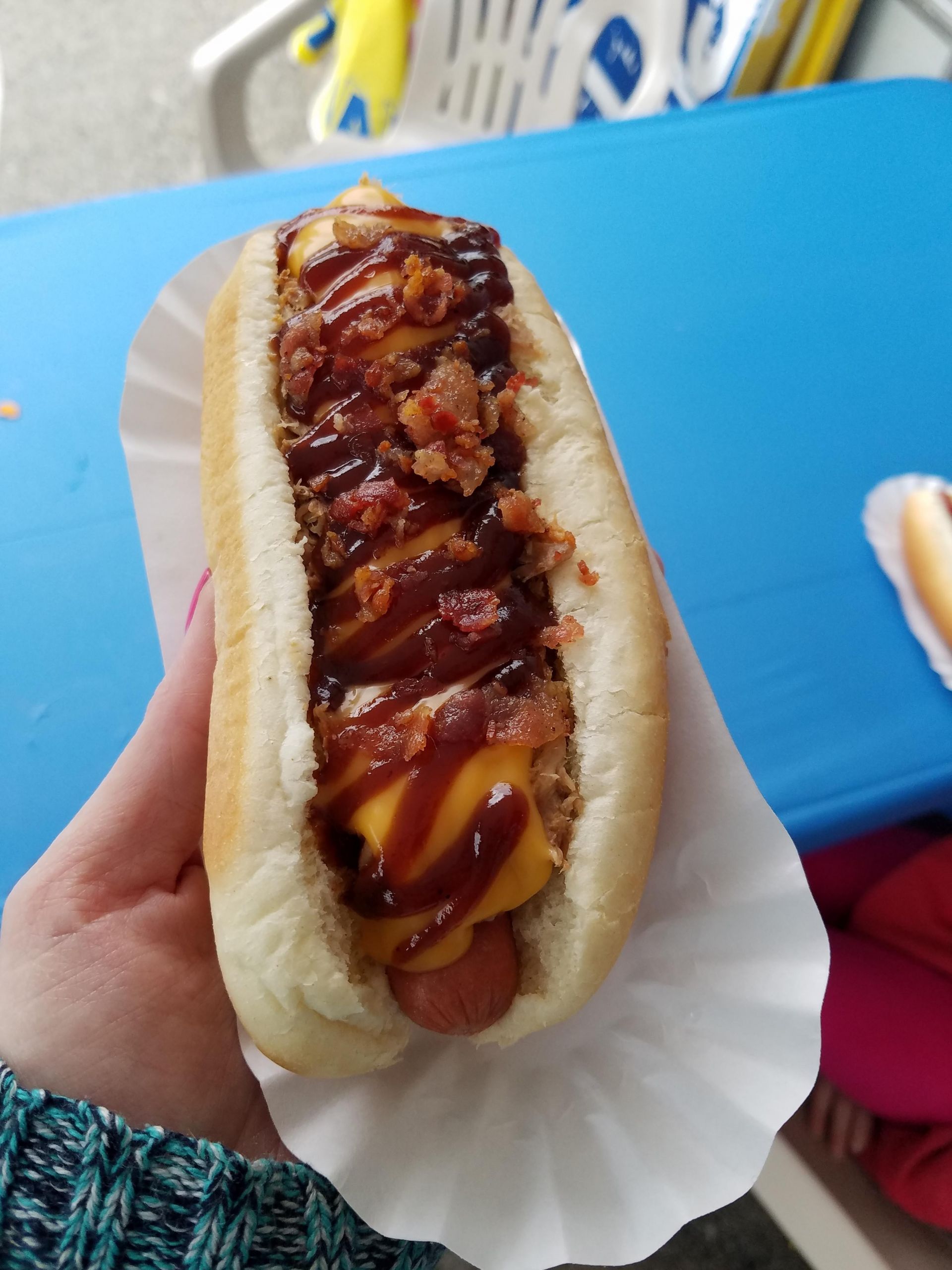 Pork Hot Dogs
 [I ate] Pig Puppy Hot dog with pulled pork bbq sauce