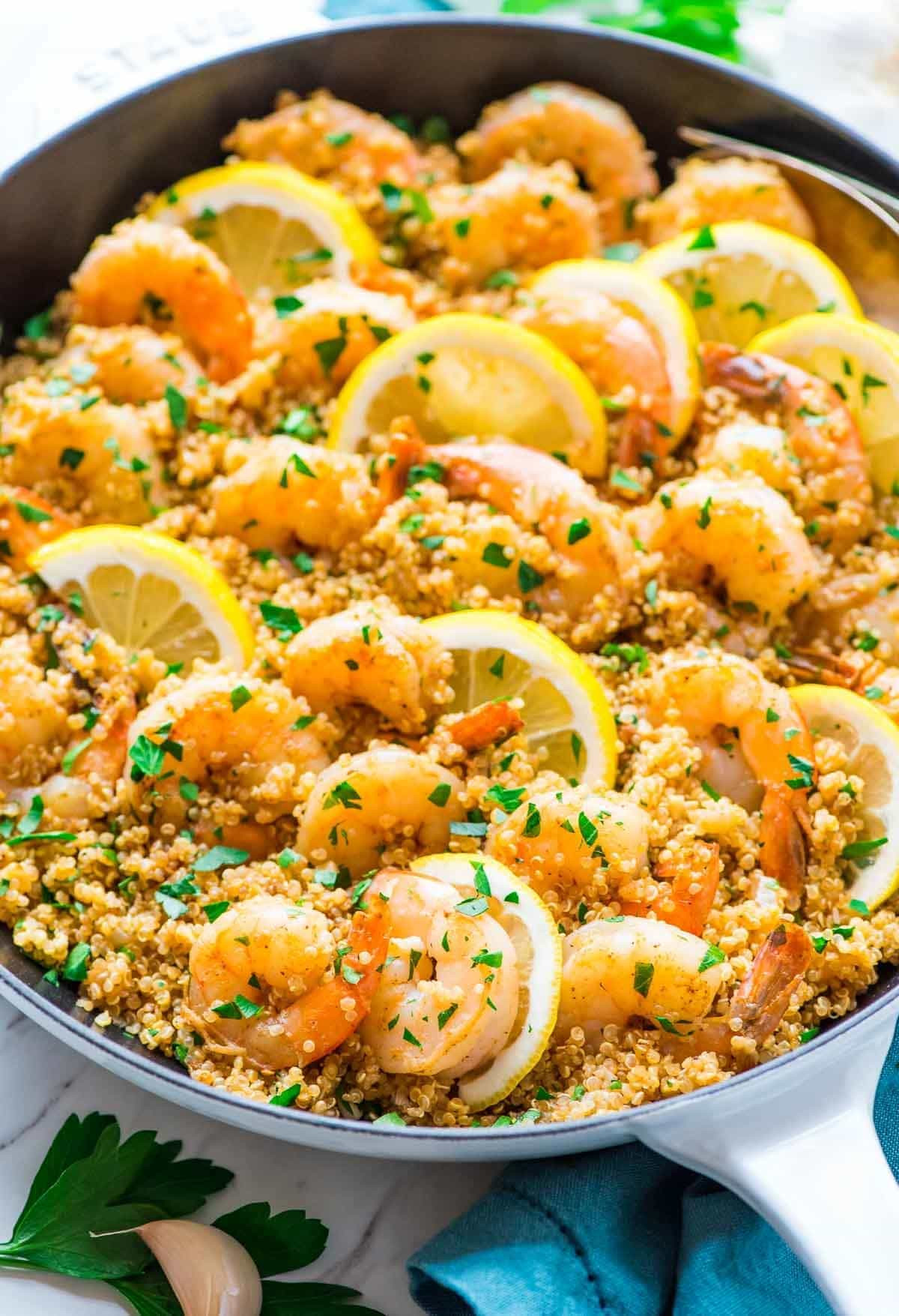 Quick Delicious Dinner
 Garlic Shrimp with Quinoa