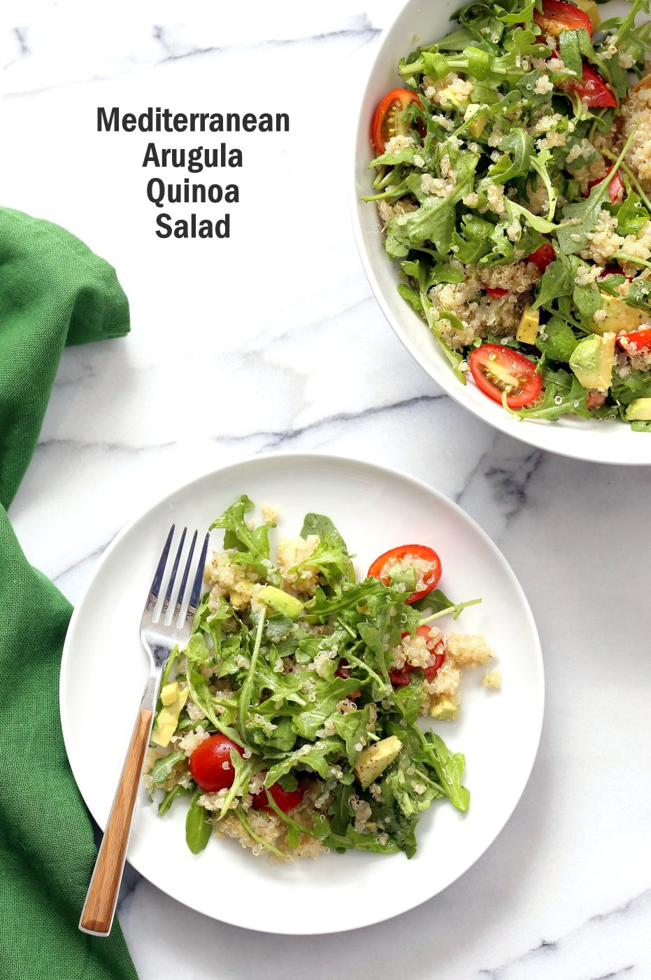 Quinoa Arugula Salad
 Mediterranean Quinoa Salad with Arugula Avocado Vegan Richa