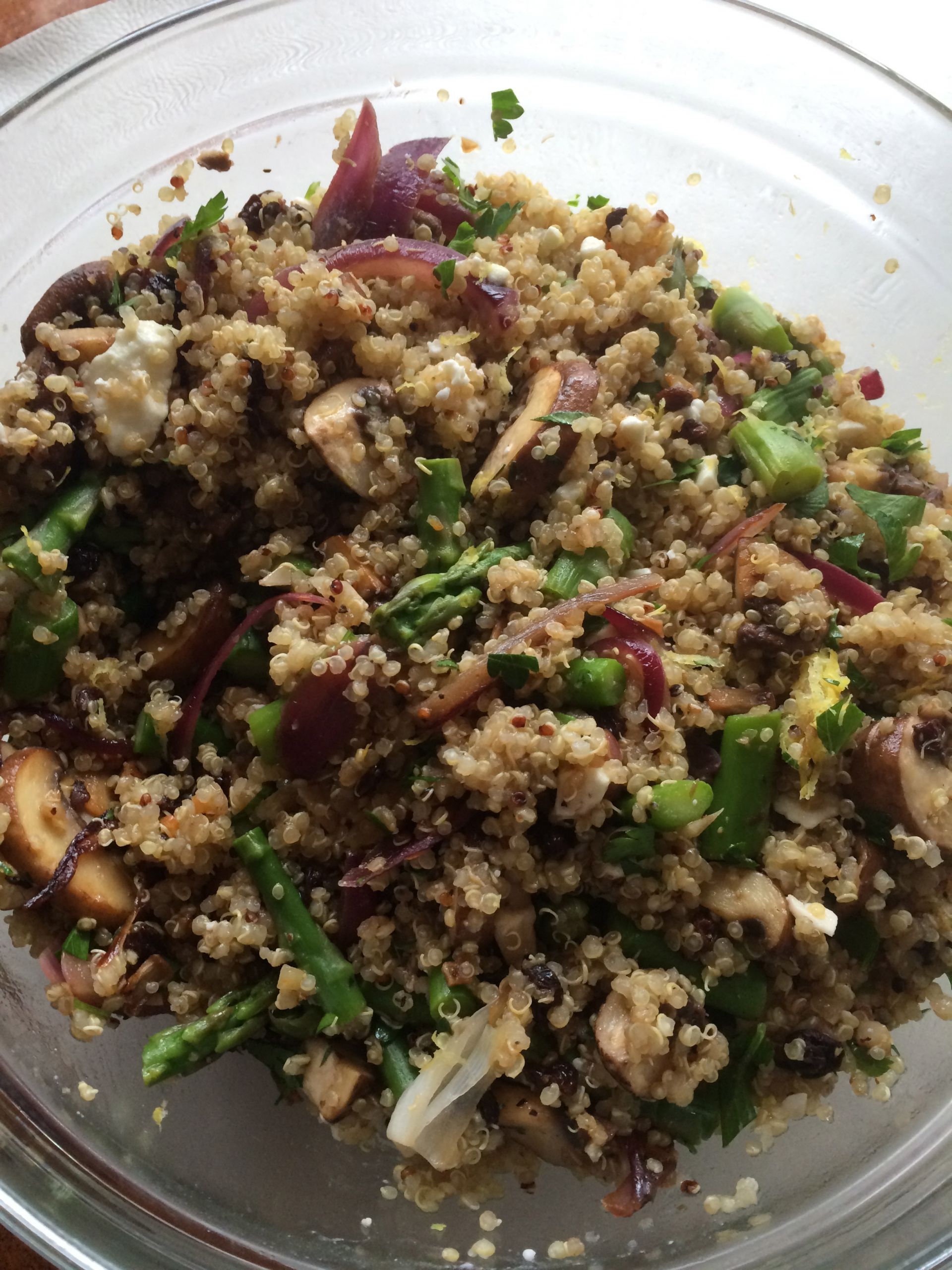 Quinoa With Mushrooms
 Quinoa with mushrooms asparagus and feta – What s Annie