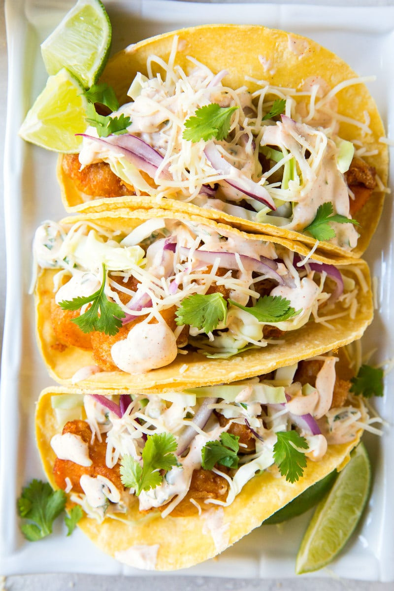 Recipes For Fish Taco Sauce
 Beer Battered Fish Tacos Recipe Girl