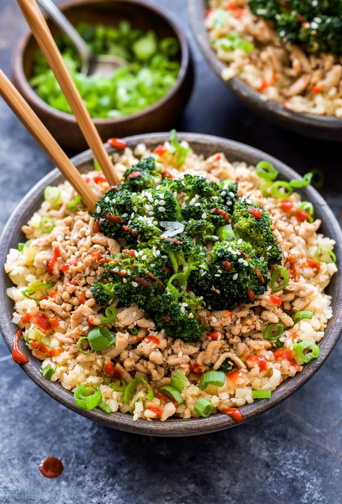 Rice Bowl Recipes
 Asian Ground Turkey and Broccoli Cauliflower Rice Bowls