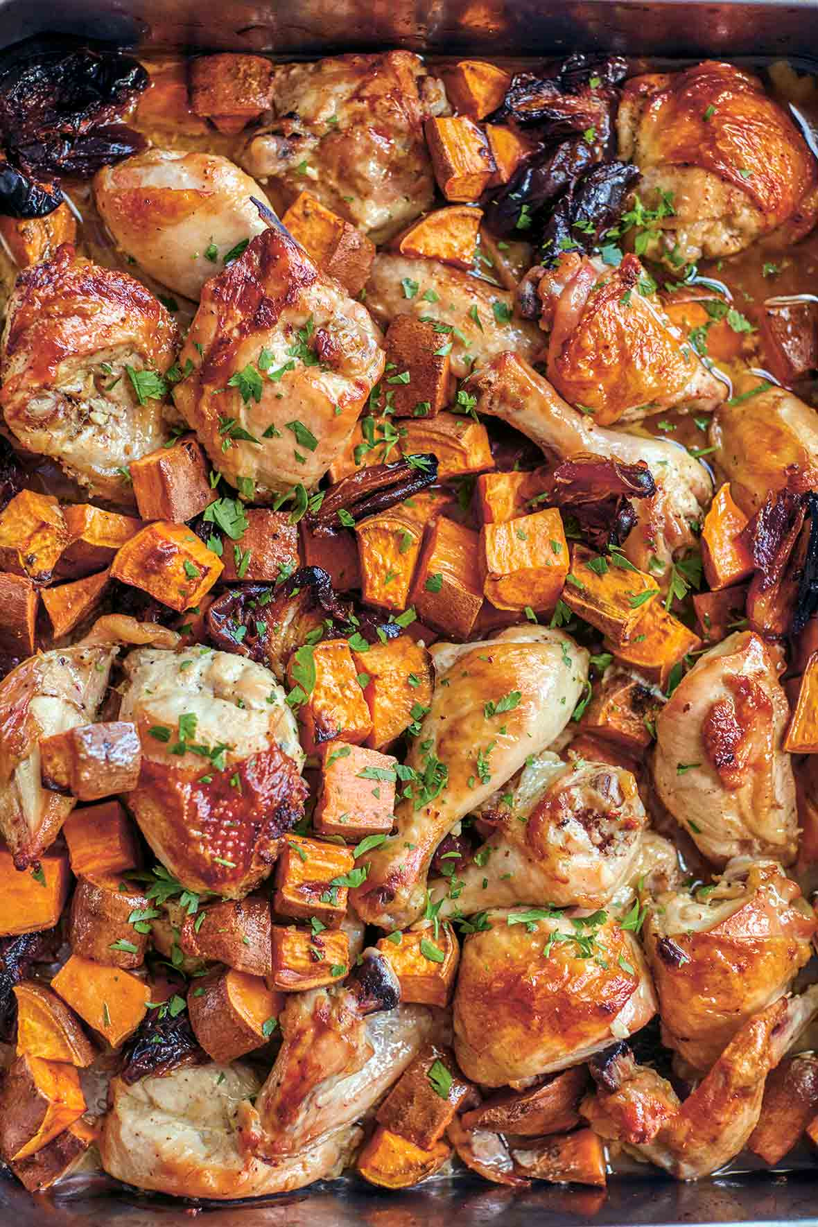 Roasted Chicken Recipe
 Roast Chicken with Sweet Potatoes and Dates Recipe