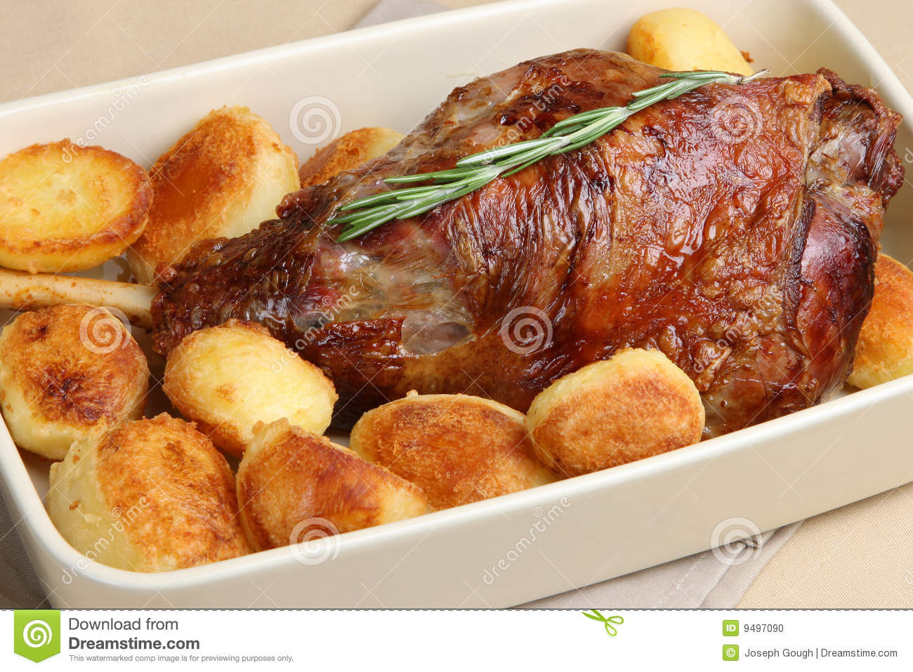 Roasted Leg Of Lamb With Potatoes
 Roast Leg Lamb With Potatoes Stock Image of