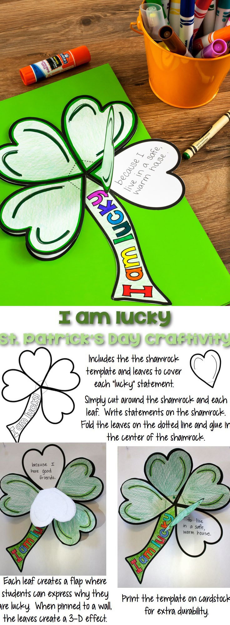 Saint Patrick's Day Crafts
 St Patrick s Day Clover "I am lucky" Craftivity • What I