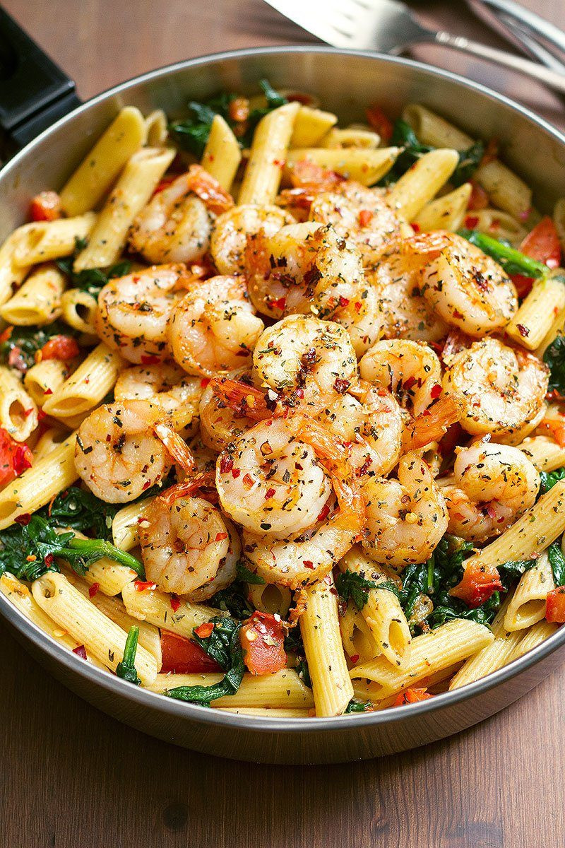 Shrimp Pasta Dish
 Shrimp Pasta Recipe with Tomato and Spinach — Eatwell101
