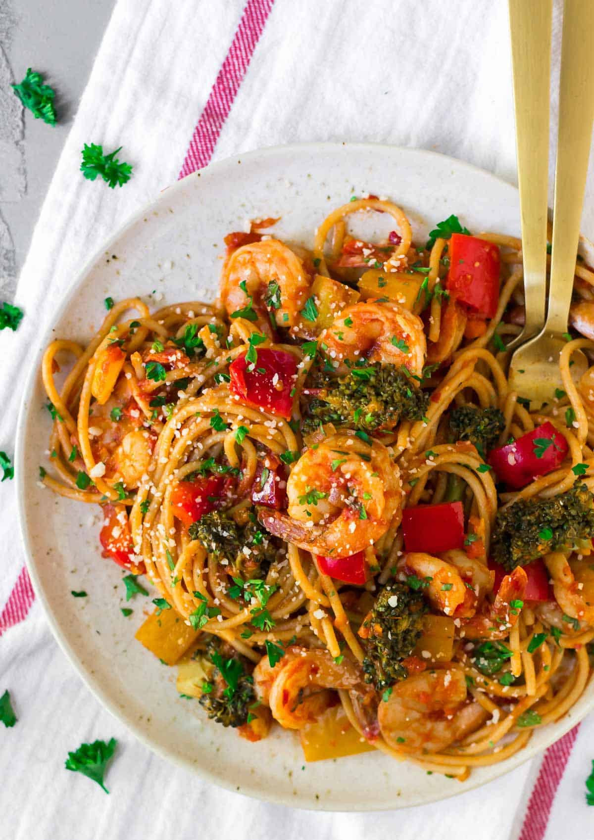 Shrimp Pasta Dish
 Spicy Shrimp Pasta Creamy Spgahetti Recipe  WellPlated