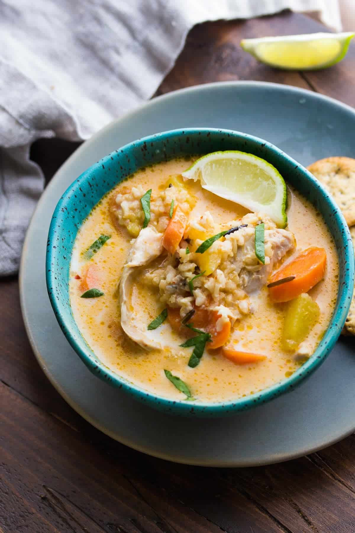 Slow Cooker Thai Chicken Soup
 Thai Slow Cooker Chicken and Wild Rice Soup