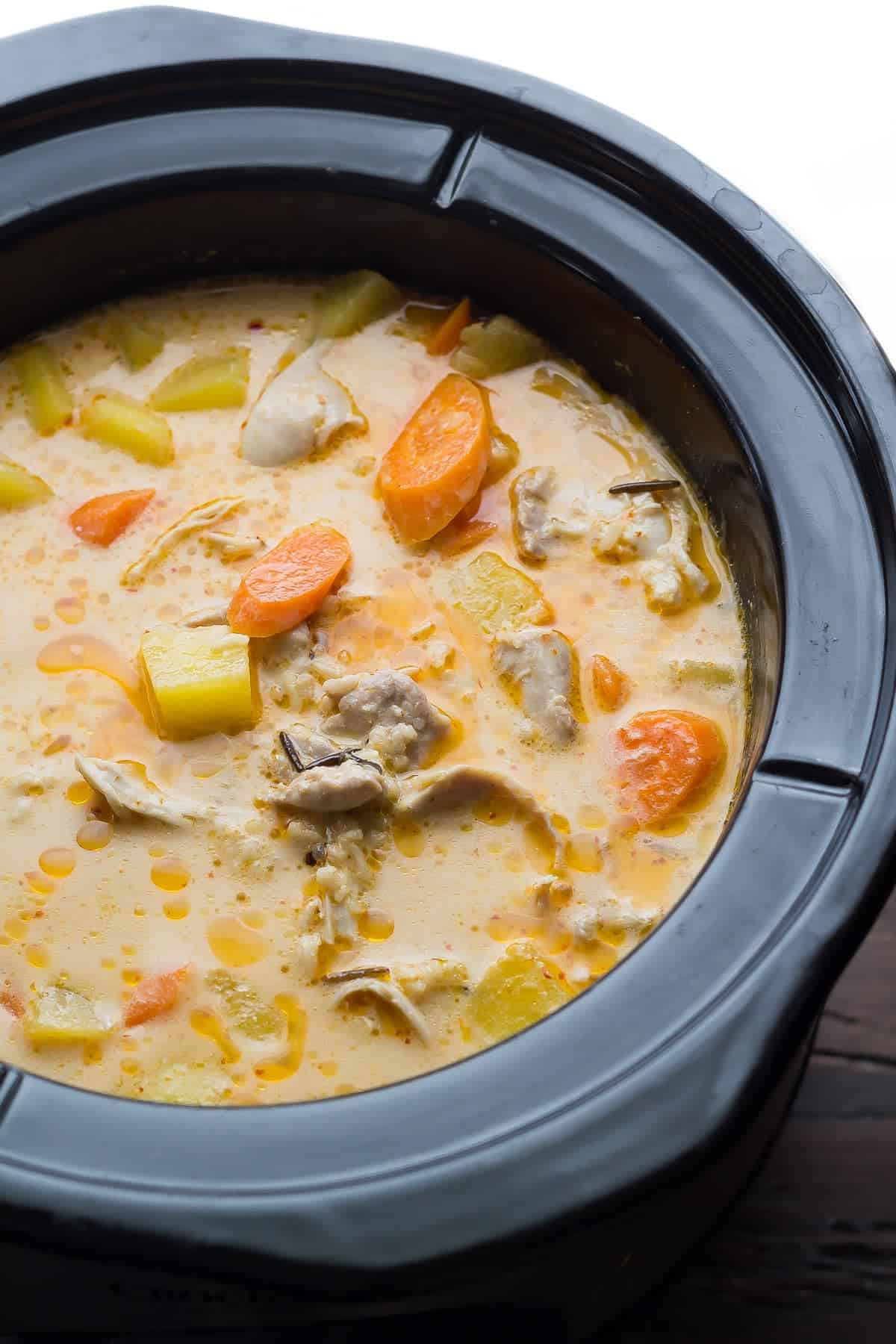 Slow Cooker Thai Chicken Soup
 Thai Slow Cooker Chicken and Wild Rice Soup