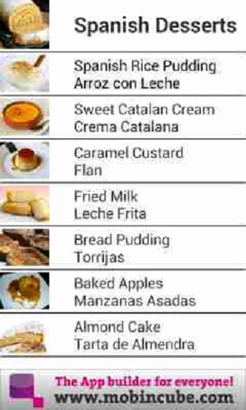 Spanish Desserts Menu
 Amazon Spanish Dessert Recipes Appstore for Android