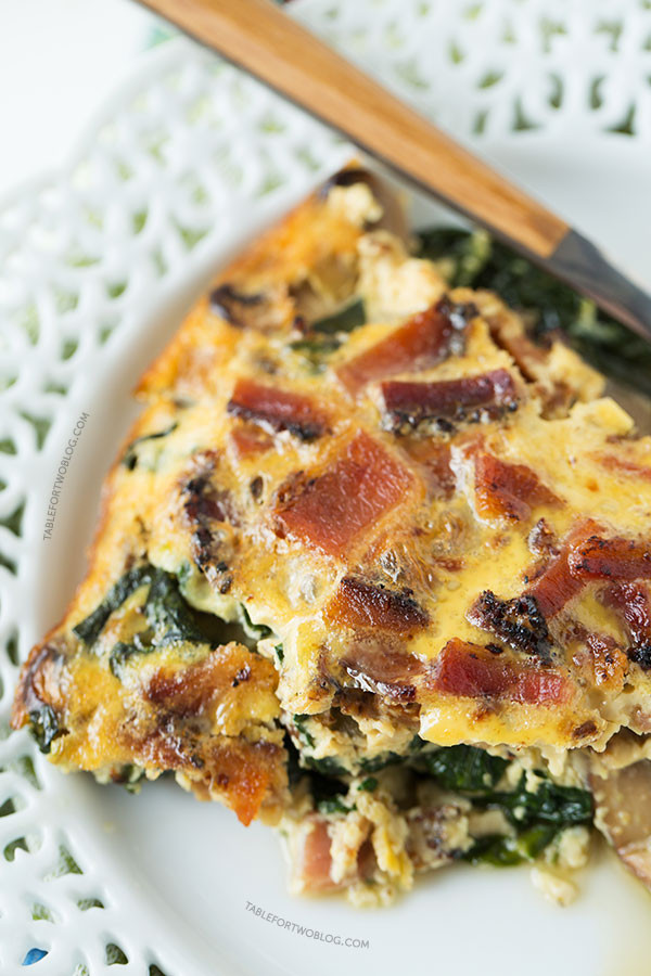 Spinach And Mushroom Quiche
 Crustless Bacon Spinach and Mushroom Quiche Table for