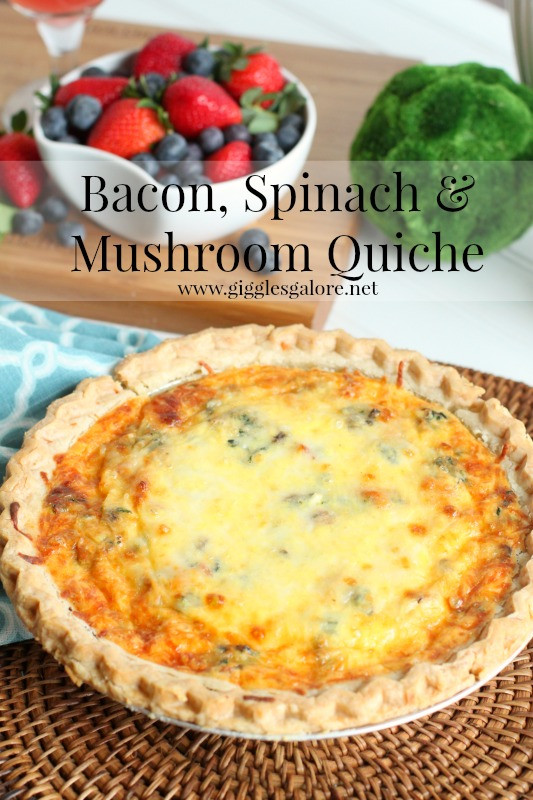 Spinach And Mushroom Quiche
 Bacon Spinach and Mushroom Quiche