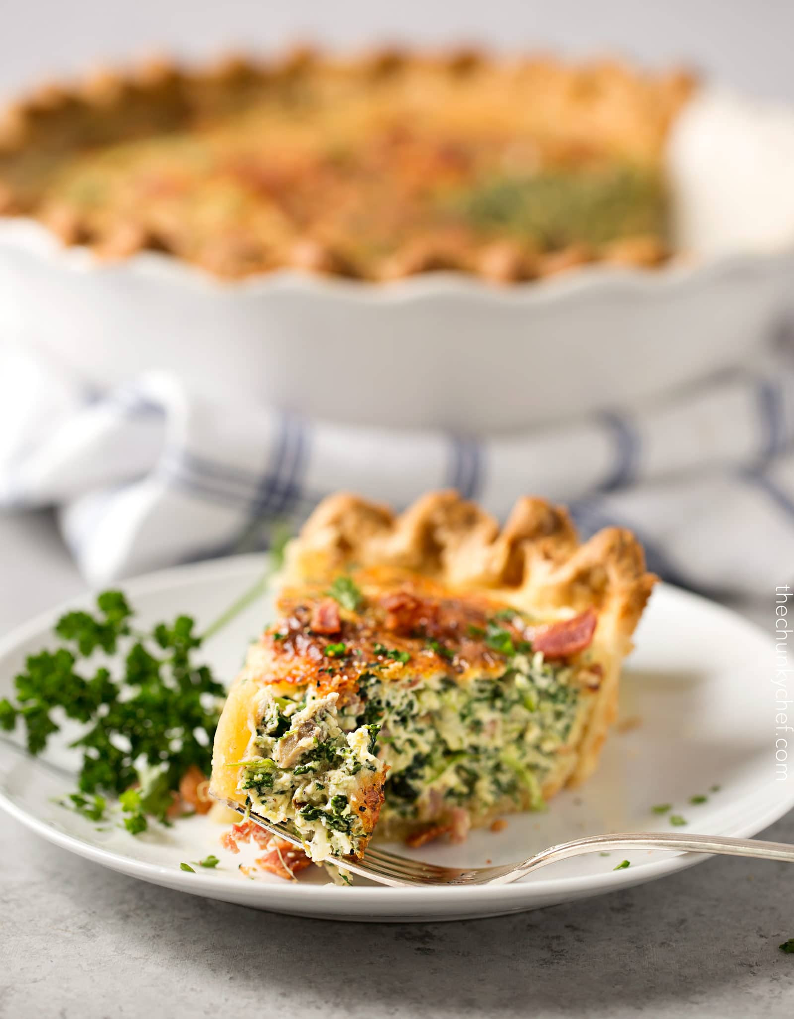 Spinach Mushroom Bacon Quiche
 Basic Cheesy Spinach Quiche with Bacon The Chunky Chef