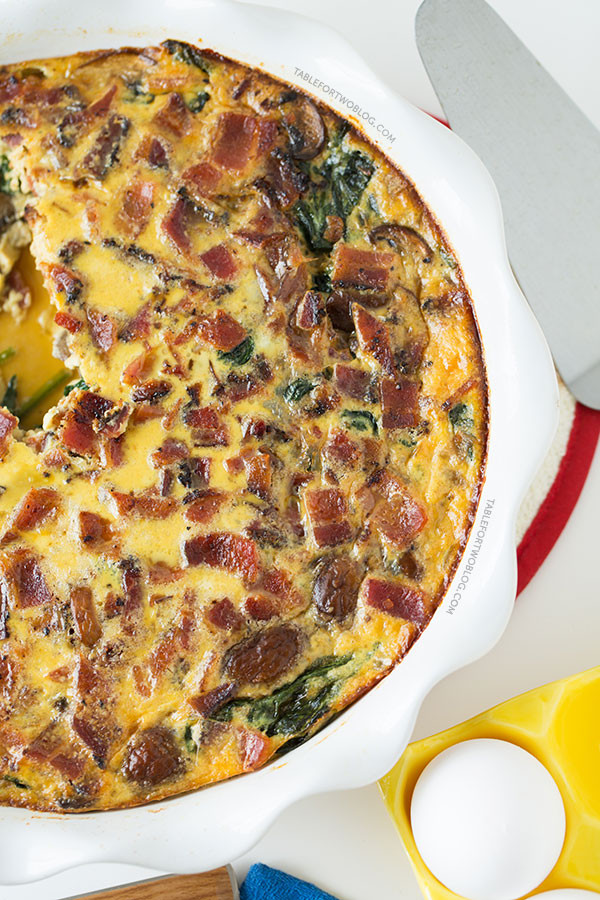 Spinach Mushroom Bacon Quiche
 Crustless Bacon Spinach and Mushroom Quiche Table for
