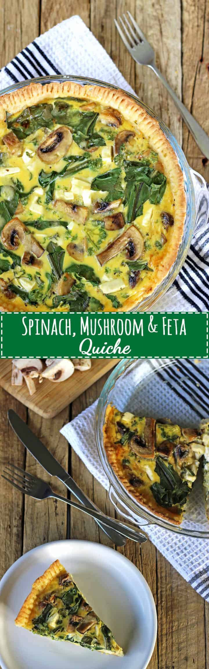 Spinach Mushroom Feta Quiche
 Cheesy Spinach Mushroom & Feta Quiche