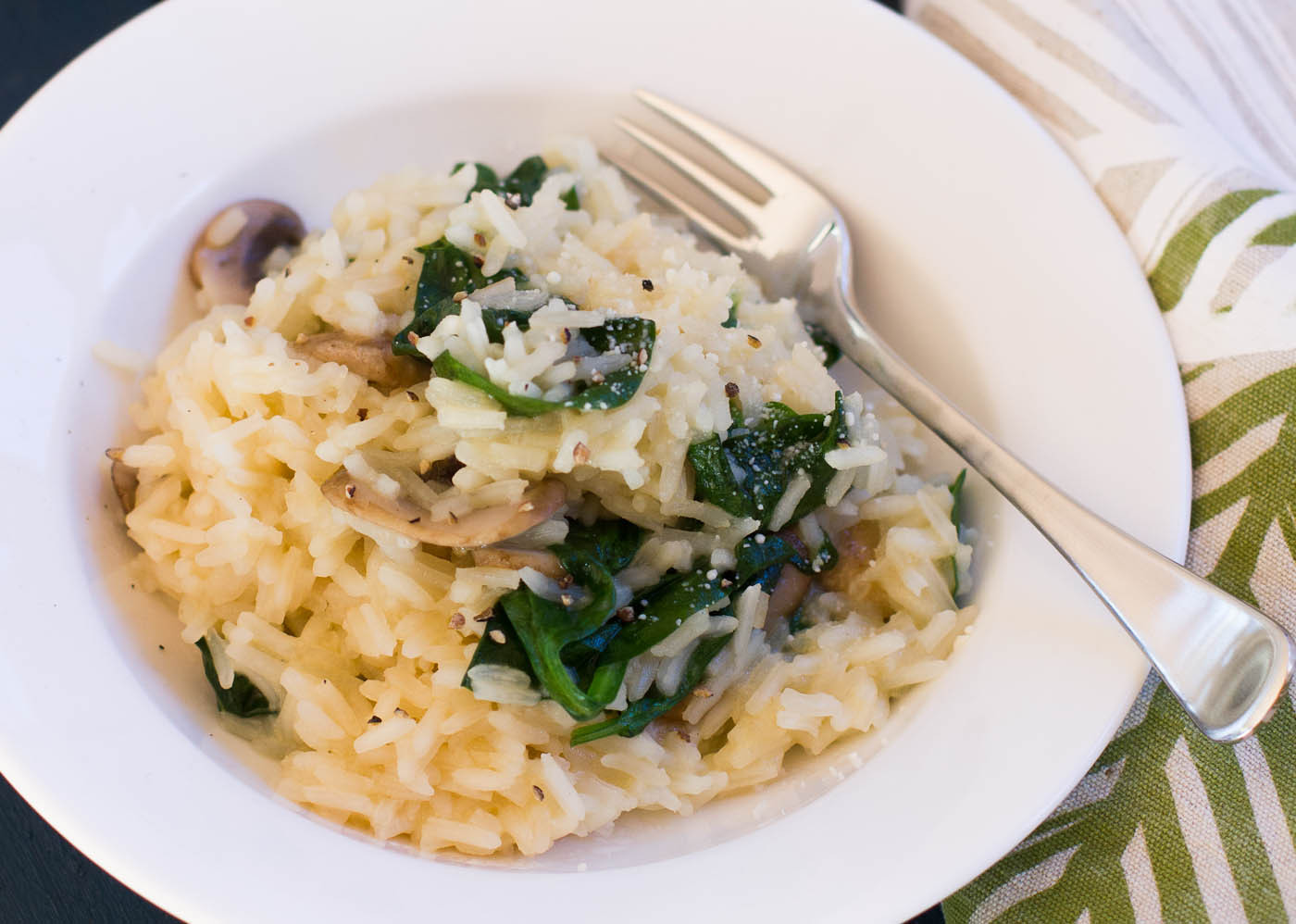 Spinach Mushroom Risotto
 Mushroom and spinach risotto