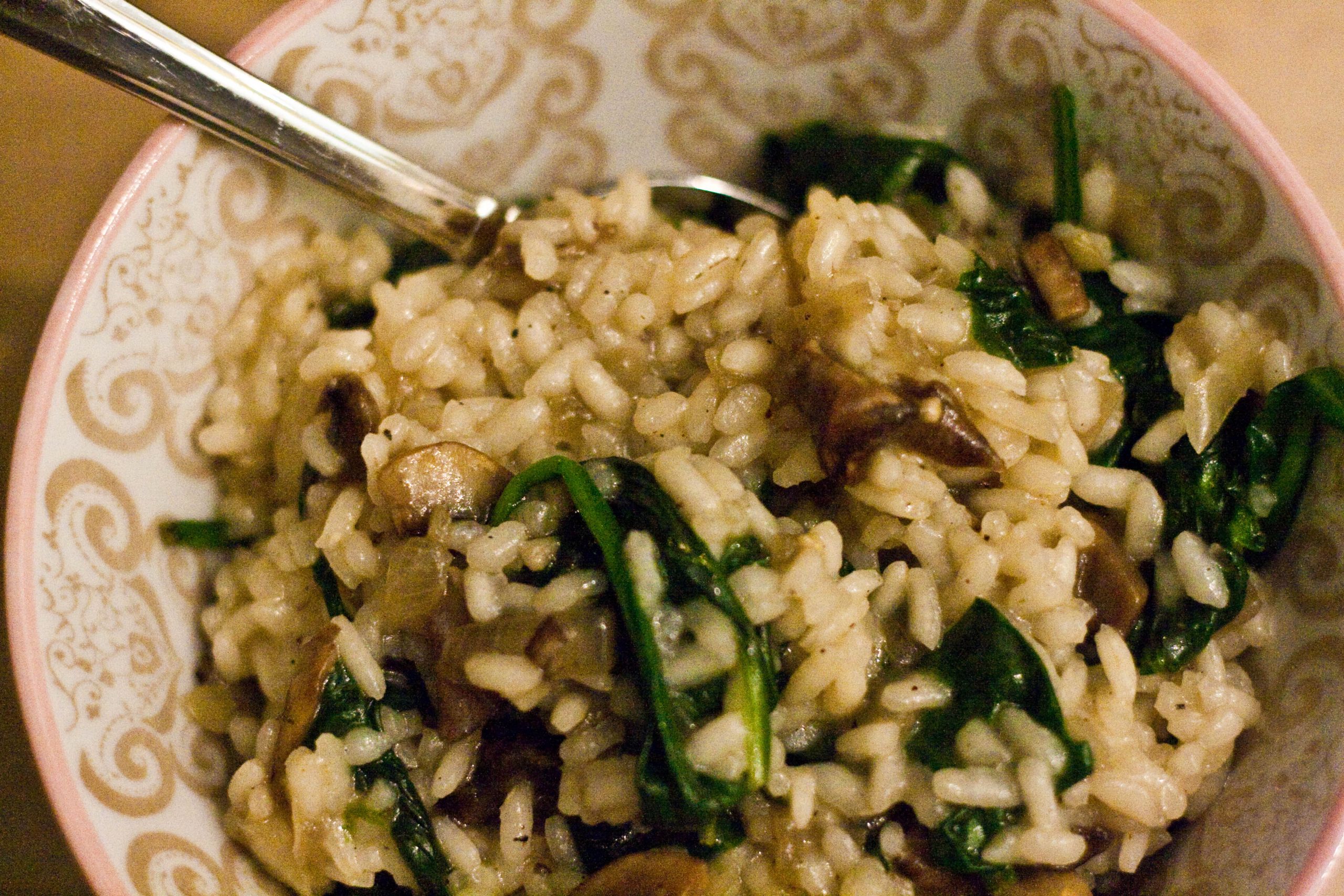 Spinach Mushroom Risotto
 Spinach and Mushroom Risotto
