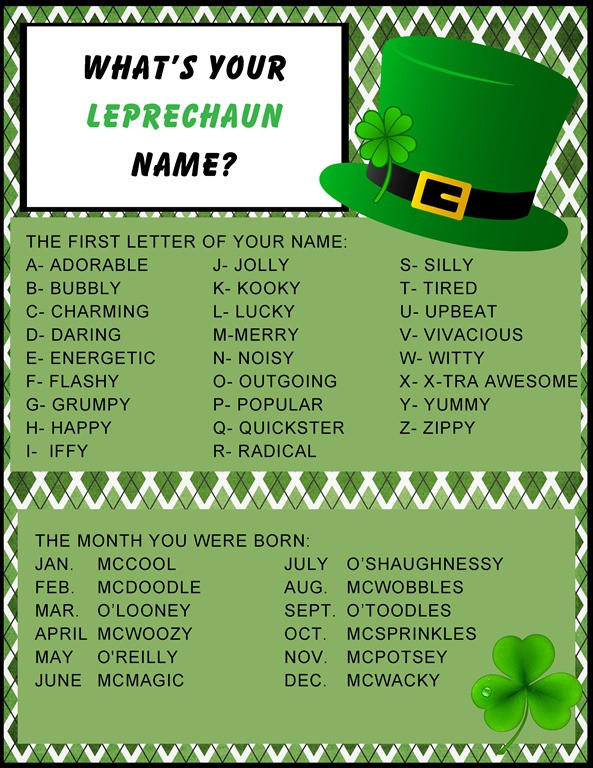 St Patrick Day Party Names
 What’s Your Leprechaun Name