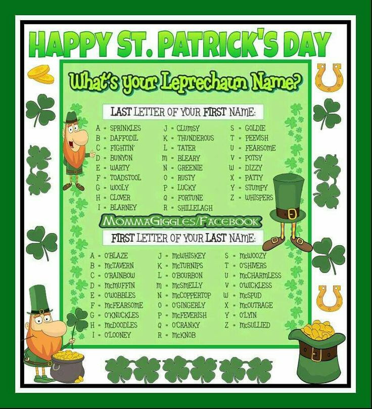 St Patrick Day Party Names
 What is your Leprechaun name