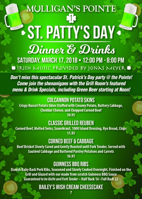 St Patrick's Day Party Menu
 St Patty’s Day Dinner and Drinks