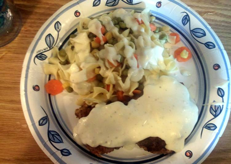 Steak And Egg Noodles
 chicken fried steak with gravy and egg noodles Recipe by