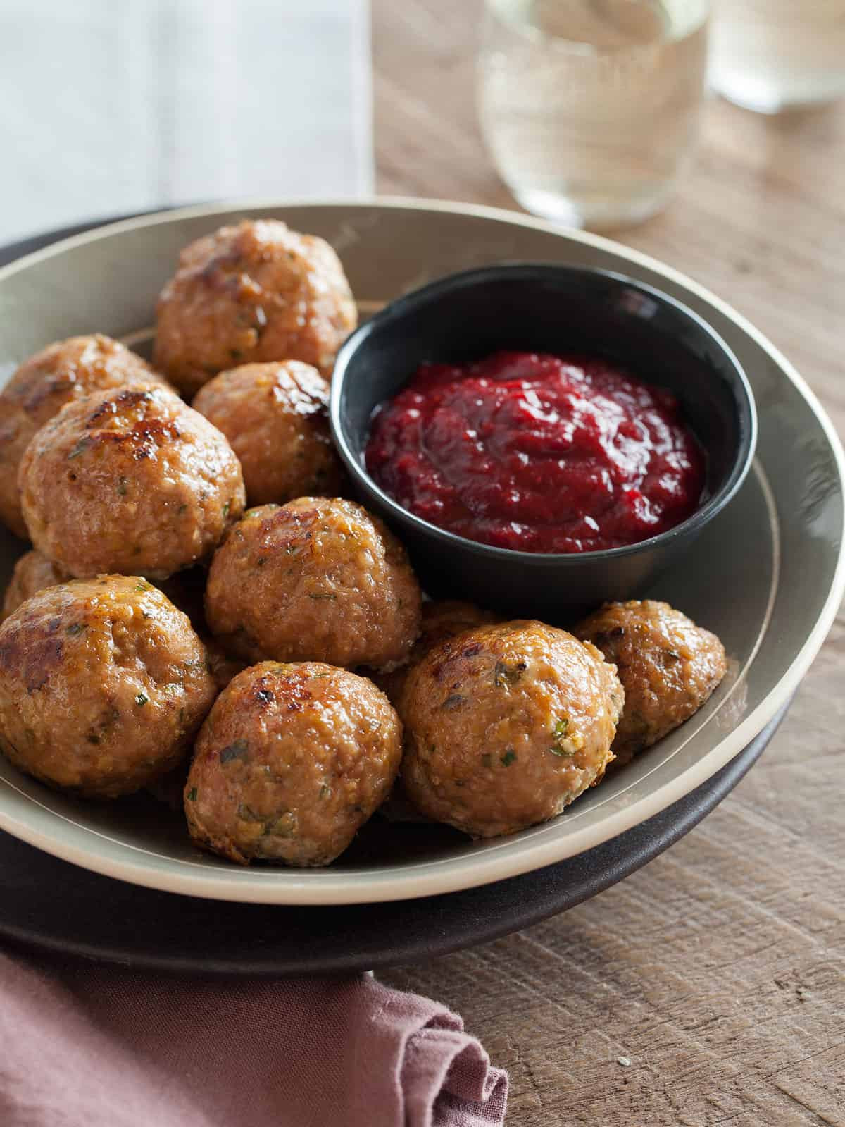 Turkey Meatballs Appetizers
 Herbed Turkey Meatballs and Cranberry Barbeque Sauce recipe