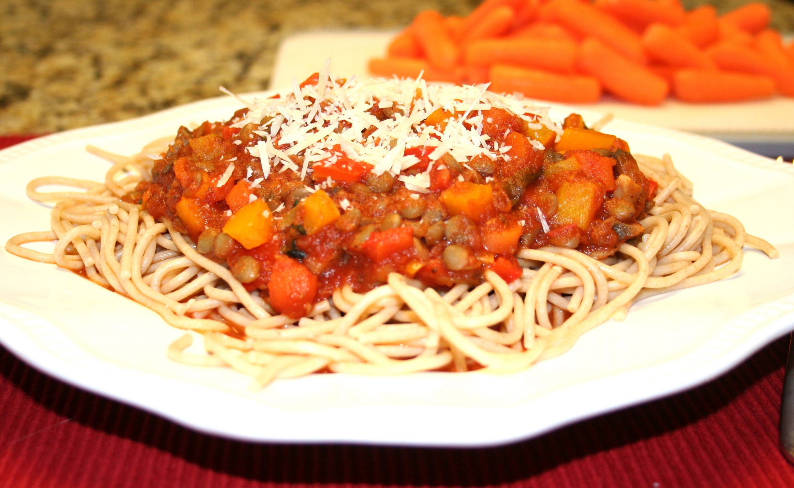 Vegetable Pasta Sauces
 Spaghetti with Lentil Ve able Sauce