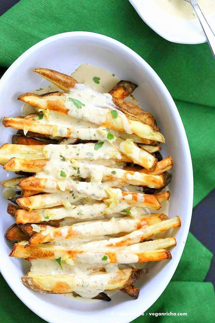 Vegetarian Appetizers Finger Food
 Baked Fries with Garlic Sauce Recipe
