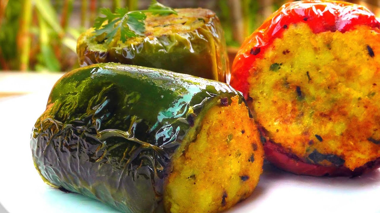Vegetarian Green Pepper Recipes
 Indian Stuffed Bell Peppers Vegan Ve arian Recipe
