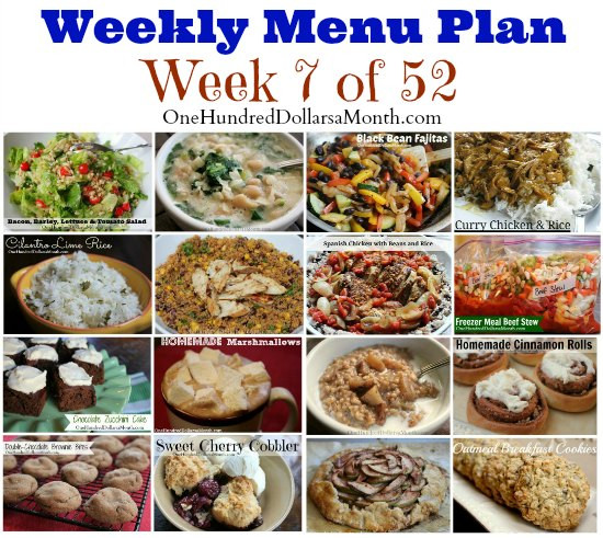 Weekly Dinner Menu Ideas
 Weekly Meal Plan Menu Plan Ideas Week 7 of 52 e