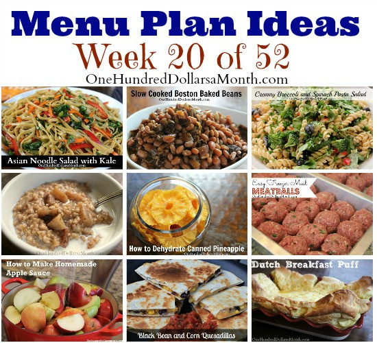 Weekly Dinner Menu Ideas
 Weekly Meal Plan Menu Plan Ideas Week 20 of 52 e