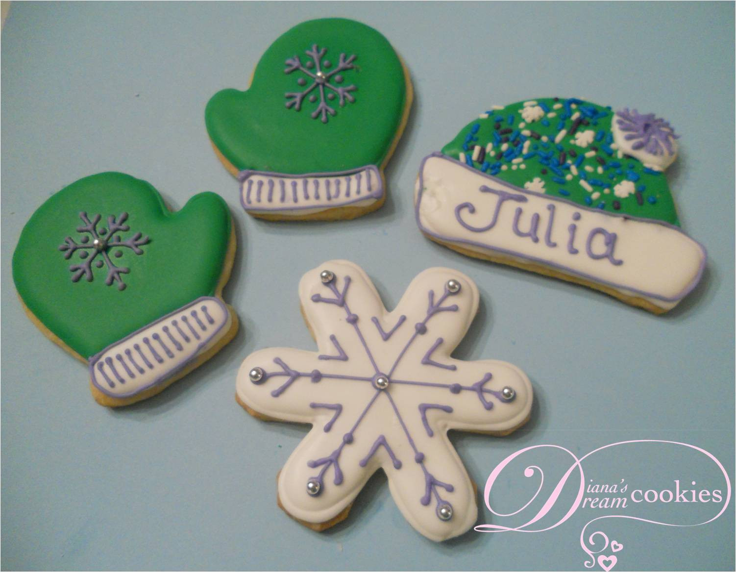 Winter Sugar Cookies
 Diana s Dream Sweets Winter Hats Mittens & Snowflake