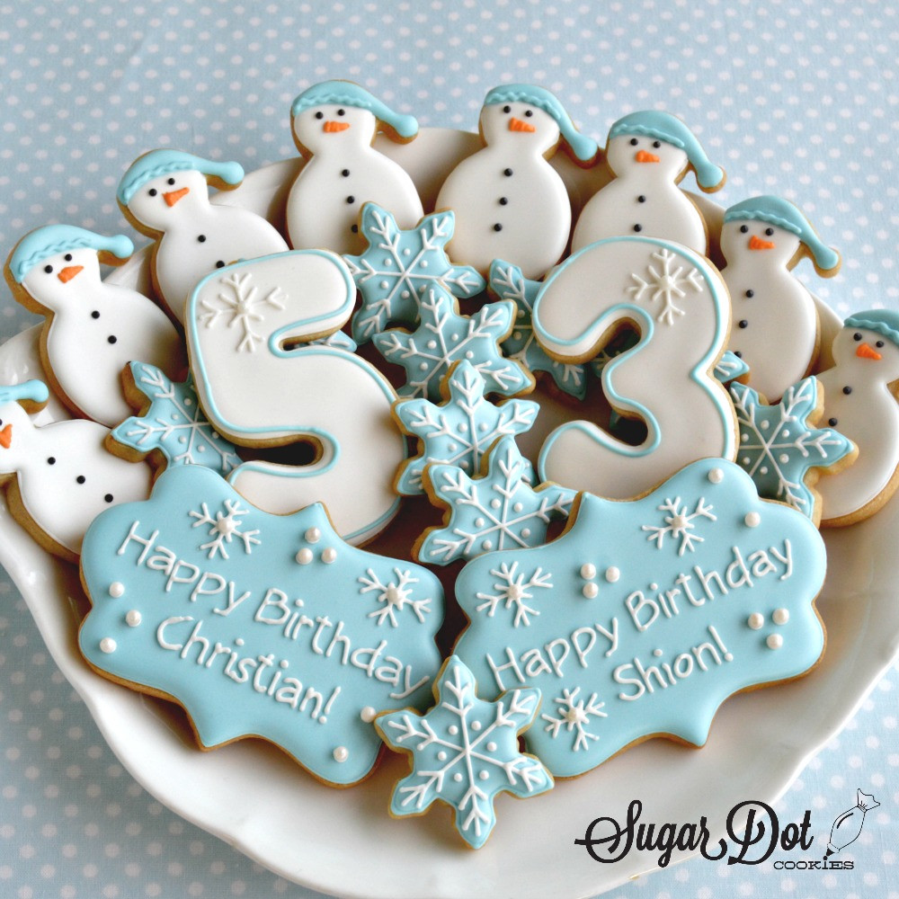 Winter Sugar Cookies
 Little snowmen with hats birthday numbers mini