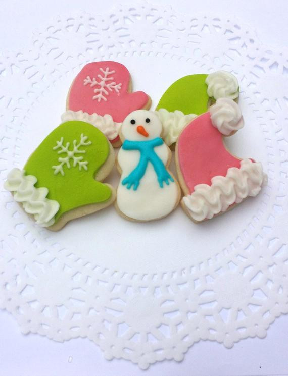 Winter Sugar Cookies
 Mini Winter Sugar Cookies Mitten Winter Hat Snowman